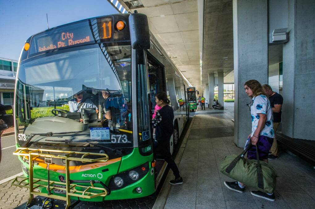 Canberra Airport's new public bus service started on Monday morning.  Photo: Karleen Minney