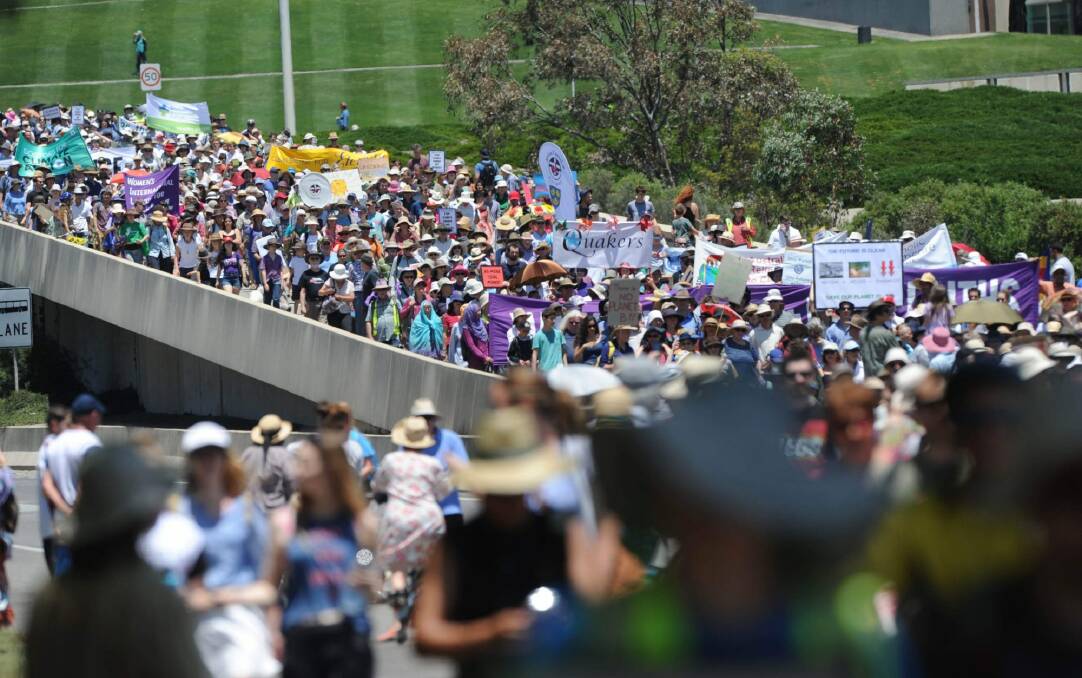 Conservation Council ACT assistant director communications Phoebe Howe said the 6000-strong turnout at the Canberra march was "amazing". Photo: Graham Tidy