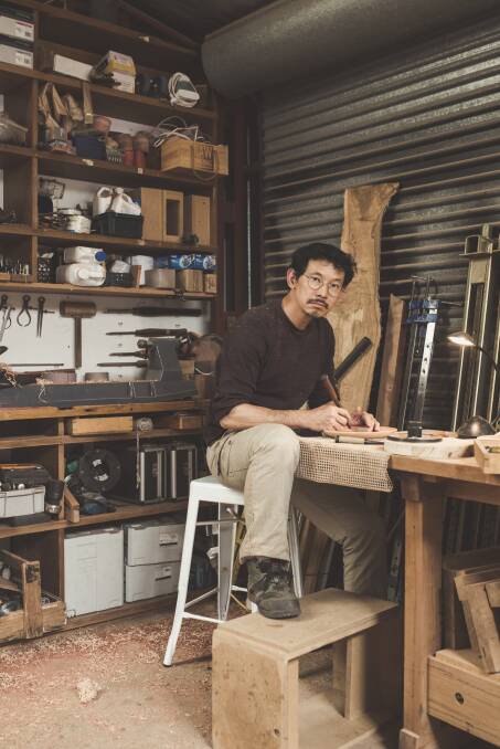 Oaks Estate-based woodworker Hiroshi Yamaguchi will open his studio to the public on Saturday November 17 as part of the 2018 DESIGN Canberra festival. Photo: Jamila Toderas