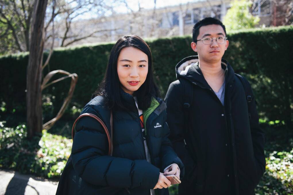 ANU students Jessica Zhau and Lucas Ni say they still feel safe on campus. Photo: Rohan Thomson