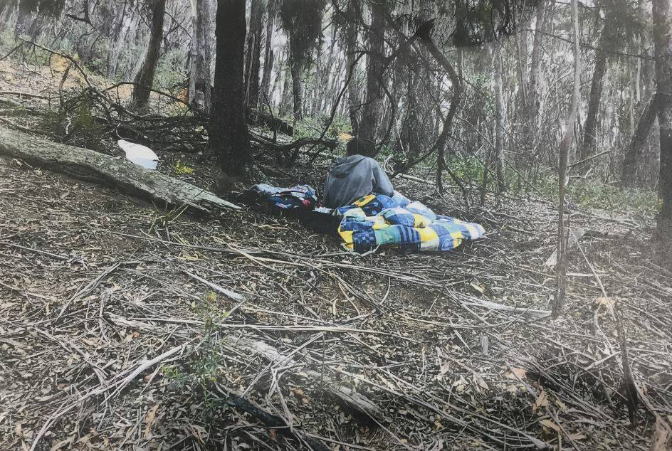 Phoenix's mother Tessa Woodcock at the remote Tallaganda National Park campsite where the pair were allegedly found. Photo: Supplied