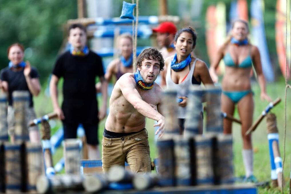 Canberra law student Conner competes in a challenge on Australian Survivor. Photo: Supplied