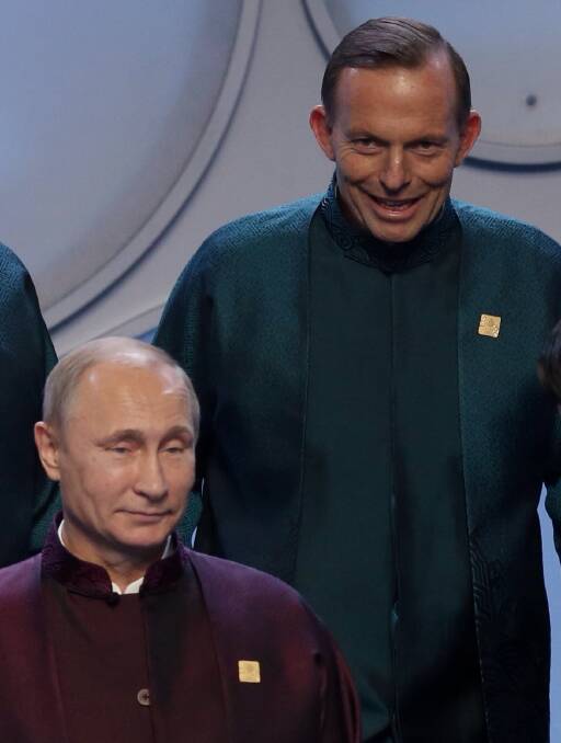 Prime Minister Tony Abbott failed to follow through on his threat to shirtfront Russian President Vladimir Putin. Photo: Andrew Meares