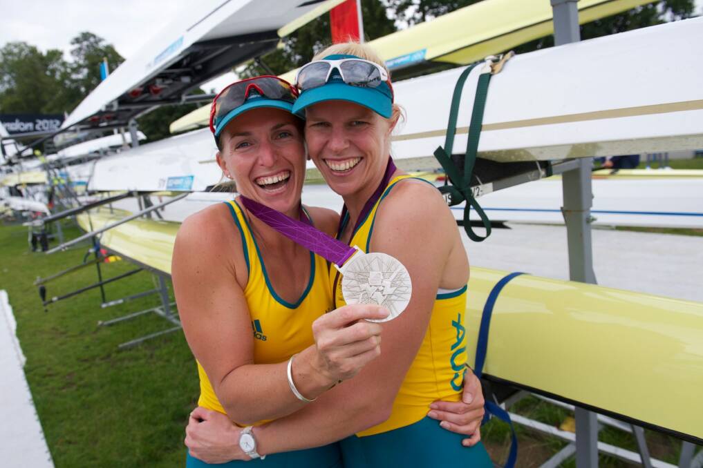 Kate Hornsey and Sarah Tait (right) win silver in 2012. Photo: Jason South