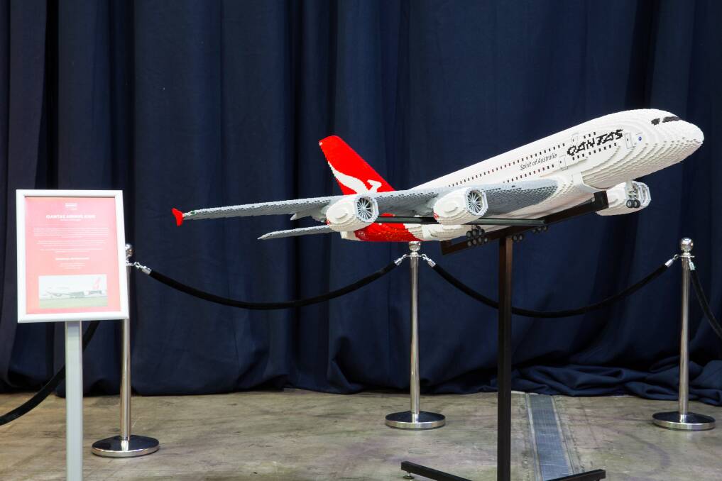 A model Airbus A380 made entirely of Lego. Photo: Travis Hayto