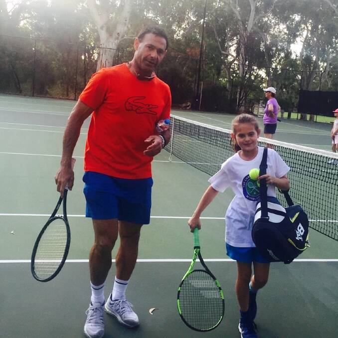 Tennis coach Roger Rasheed with daughter India. Photo: Supplied