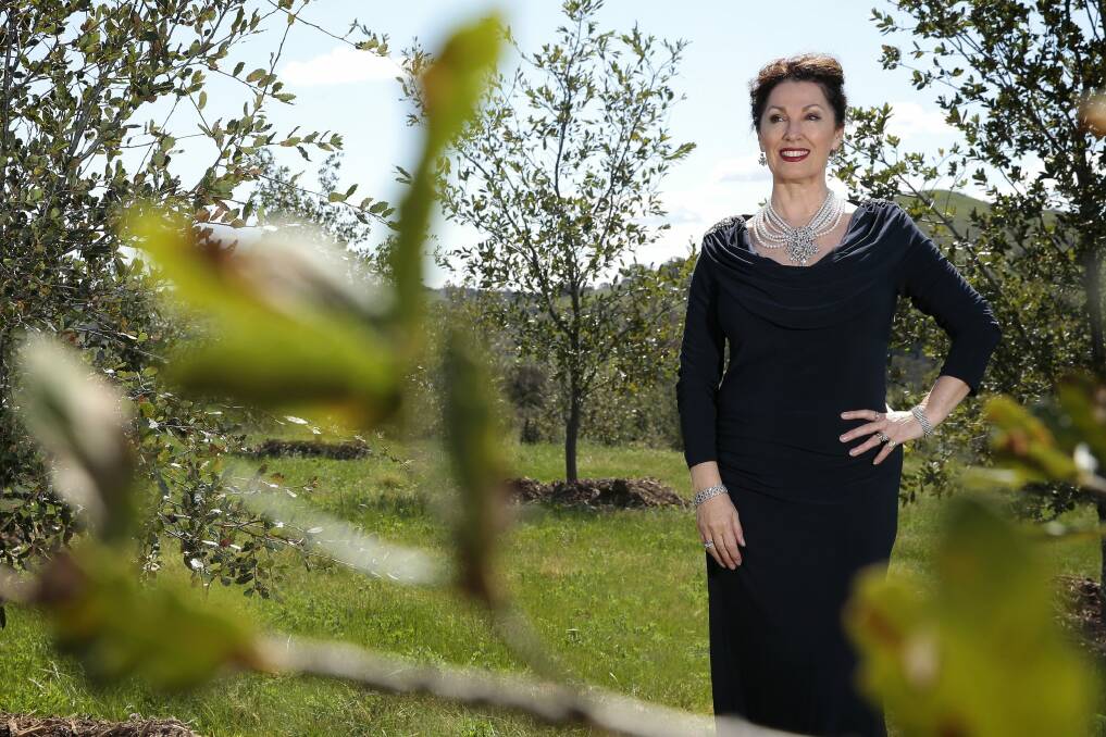 Opera singer Cheryl Barker at the National Arboretum ahead of this year's Voices in the Forest.     Photo: Jeffrey Chan