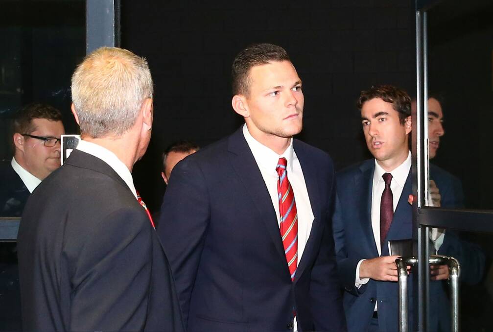 Steven May appears at the AFL Tribunal on Tuesday. Photo: AFL Media/Getty Images