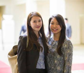 Excited ... Joceline Fu, 27, of Melbourne and Lien Fah,  21, of Brisbane, came to Canberra to  meet the Sultan of Brunei at the Hyatt. Photo: Rohan Thomson