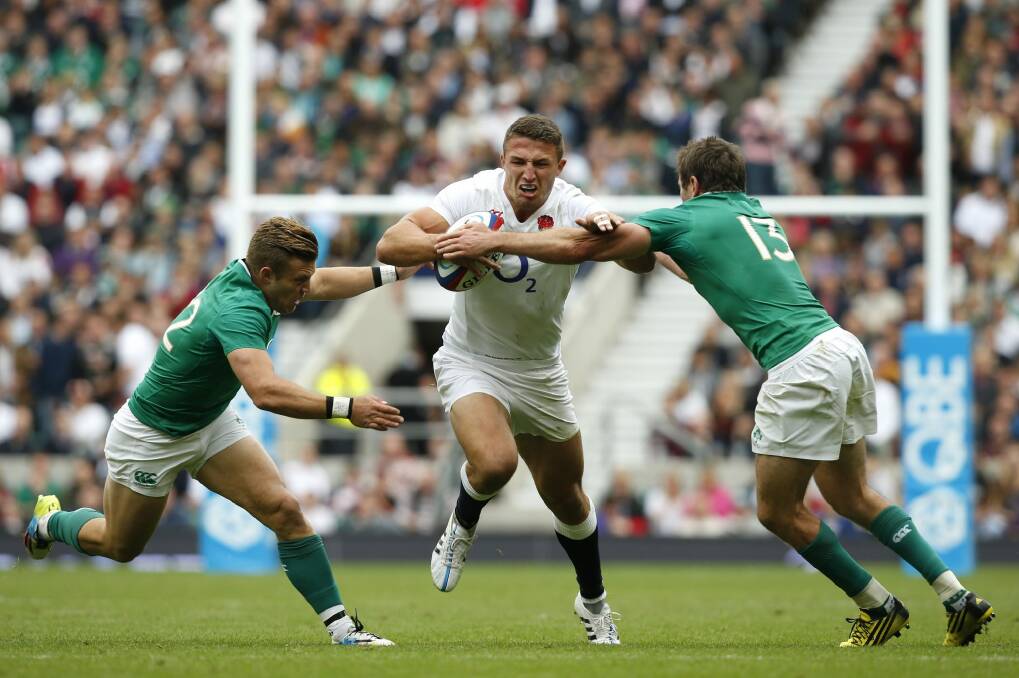 Sam Burgess is finding his feet in England's backline. Photo: Alastair Grant