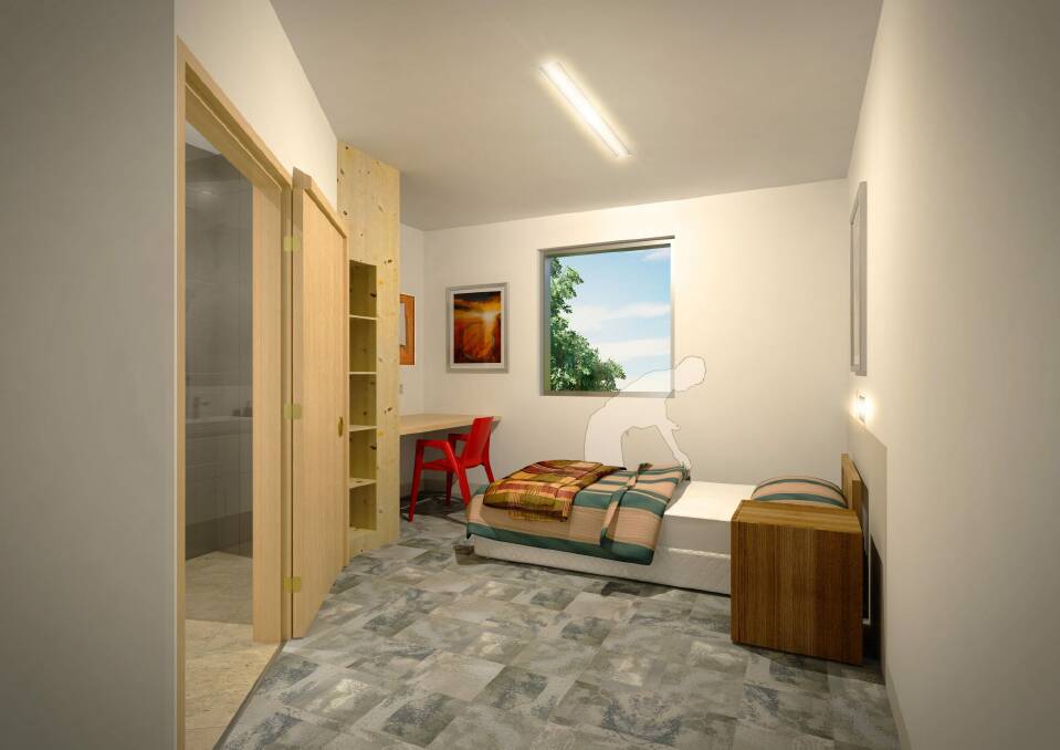 An artist's impression of one of the bedrooms at the secure mental health unit being built at Symonston. Photo: Supplied