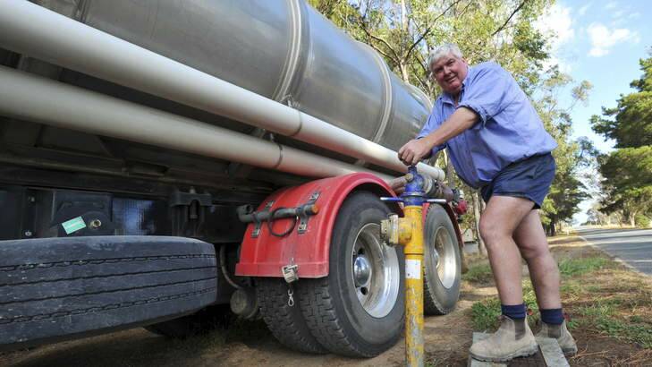 Domestic water cartage contractor for the Hall, Murrumbateman and Yass districts, Peter Crowe. Photo: Graham Tidy