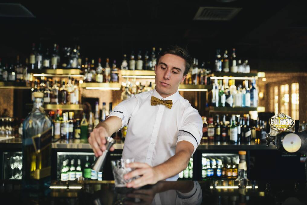 Hotel Kurrajong bar manager Isaac Brown.


 Photo: Rohan Thomson