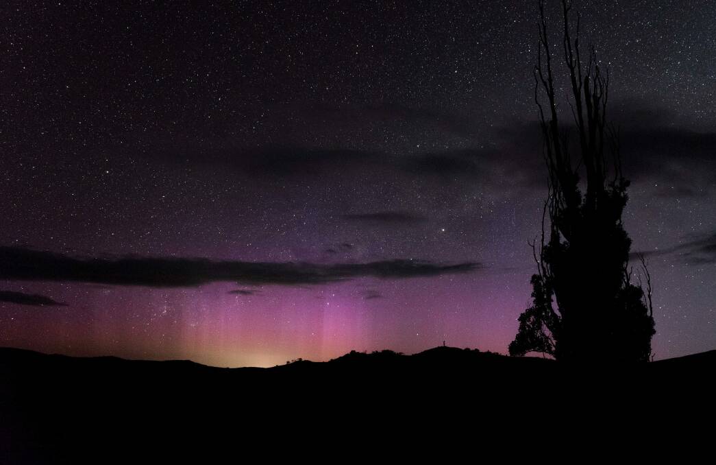 Ian Williams drove from his home in Calwell to take this photo of the Aurora Australis. Photo: Ian Williams