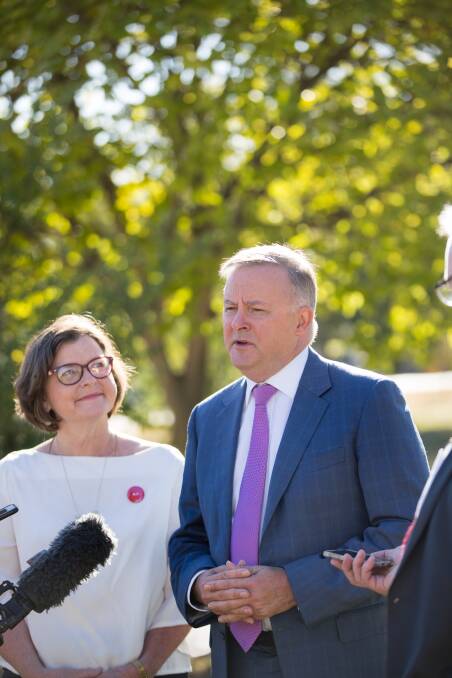 Labor's Anthony Albanese joins ALP candidate for Batman Ged Kearney on the hustings on Friday. Photo: Simon Schluter
