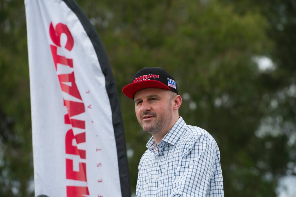Andrew Barr first sported some stumble (and a cap) when launching Summernats 30 in early December. Photo: Jay Cronan