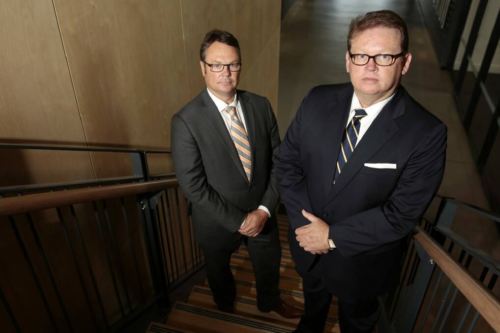 ACT Brumbies chairman Robert Kennedy, left, and  CEO Michael Jones met on Friday. Photo: Jeffrey Chan