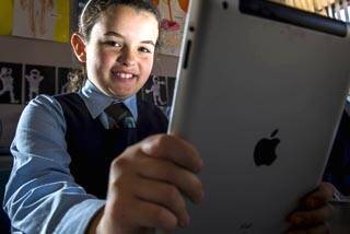 17 July 2012. Sarah Homewood Story. Canberra Times Photo by Rohan Thomson. St Gregory's Primary School year 4 student, Olivia Donohoe (9). Her class regularly use iPads in lessons.   rt120717SchoolTech-7319.jpg Photo: Rohan Thomson