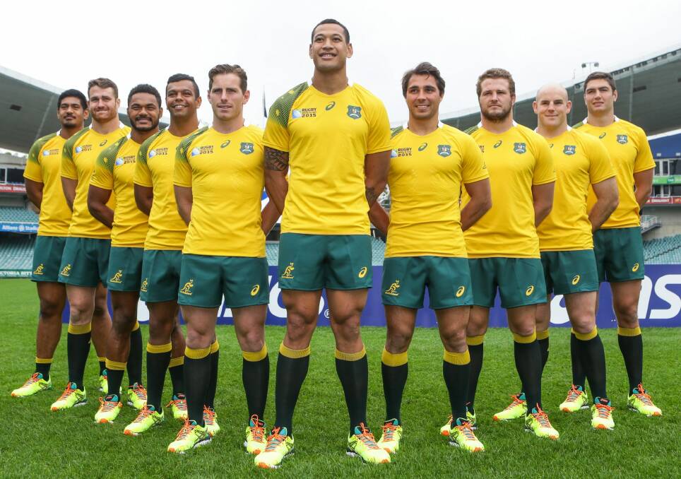 The new Wallabies World Cup jersey looks great ... on the Wallabies.  Photo: Dallas Kilponen