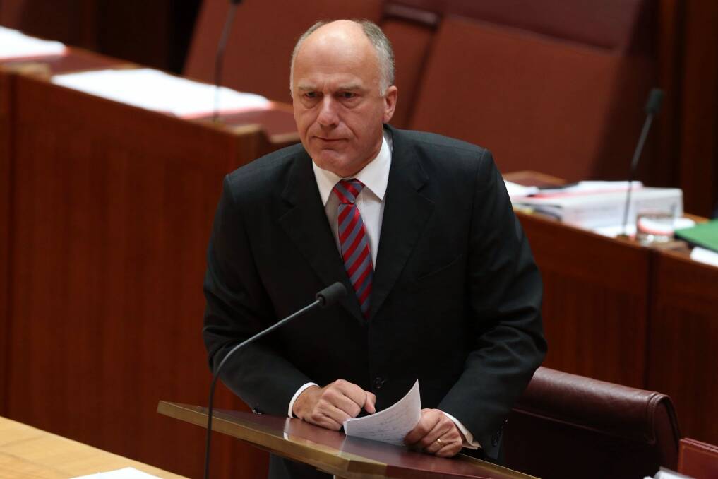 Employment Minister Eric Abetz declined to answer questions about the new compo arrangements for federal politicians. Photo: Andrew Meares