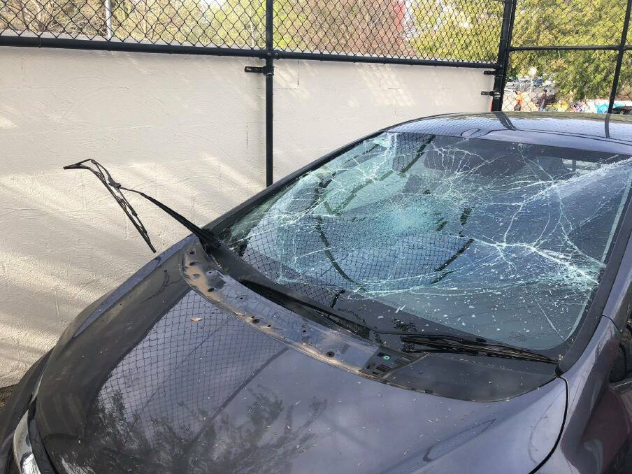 One of Koomarri's cars damaged by vandals.  Photo: Supplied. 