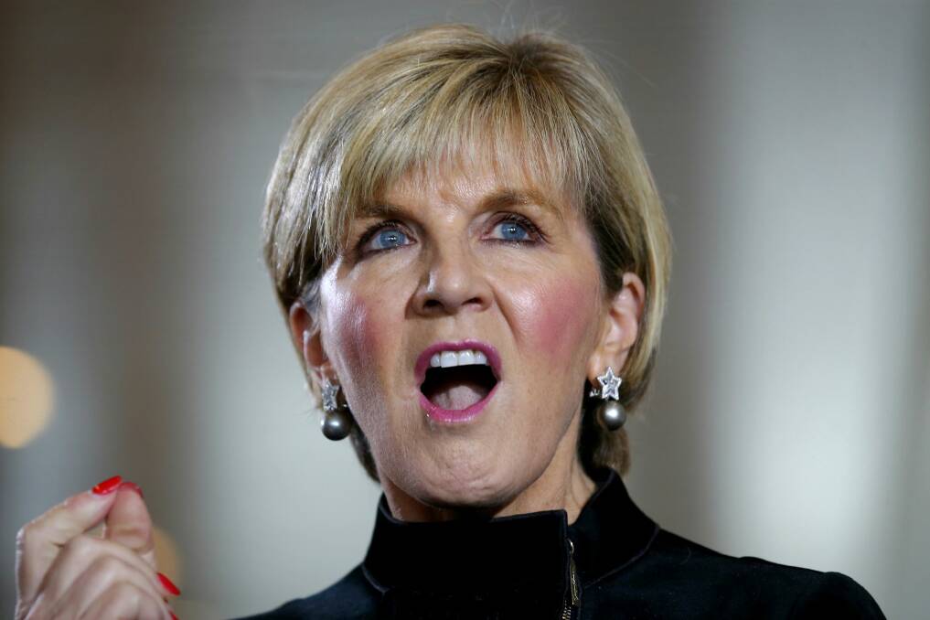 Foreign Minister Julie Bishop during the infamous New Zealand press conference.  Photo: Alex Ellinghausen