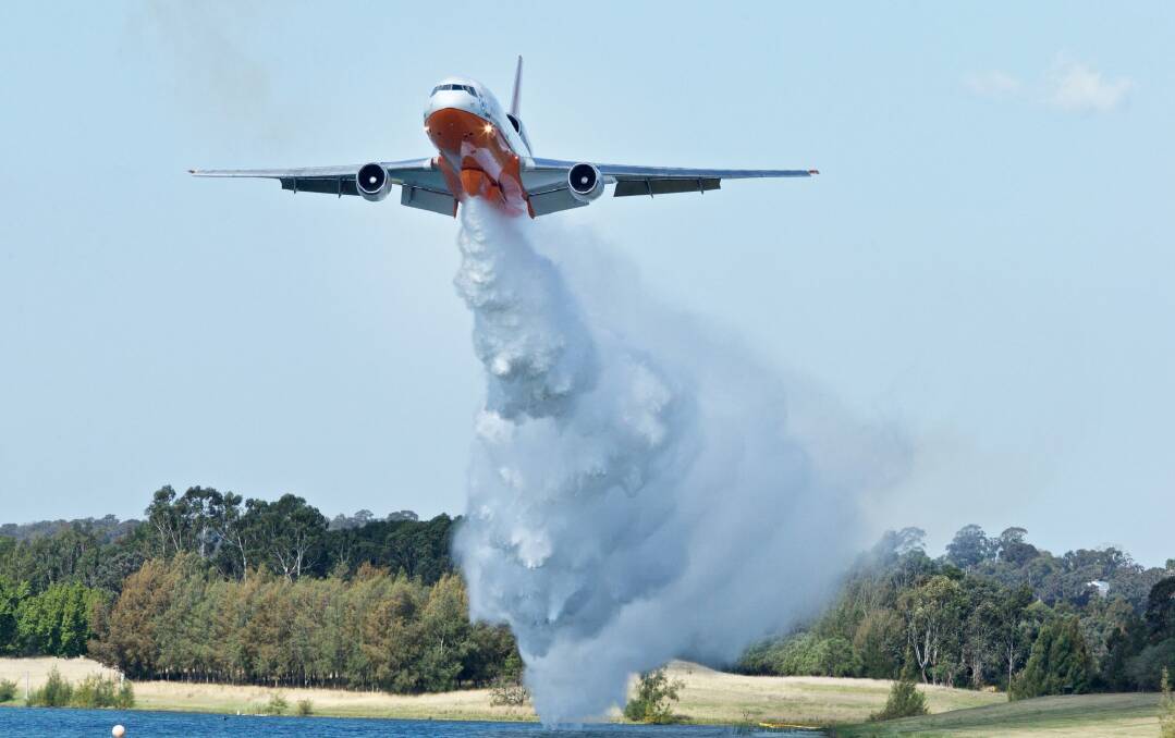 The NSW Rural Fire Service announce the start to the bushfire season this year by displaying some of their aerial firefighting aircraft. 
A DC-10 very large airtanker pictured.
1st October 2015
Photo: Wolter Peeters
The Sydney Morning Herald Photo: Wolter Peeters
