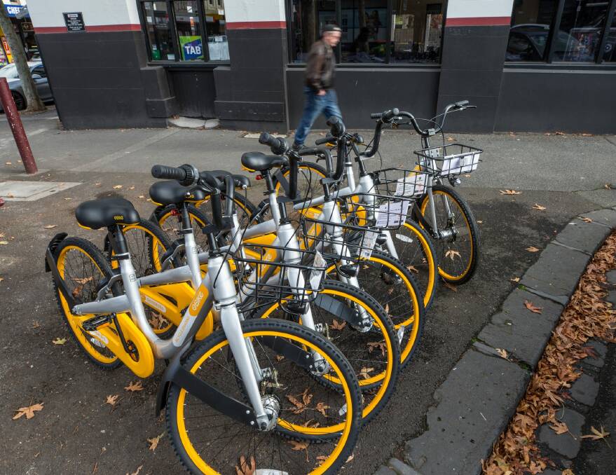 A bike share scheme in Richmond. The ACT government is considering a bike share scheme for Canberra.  Photo: Jason South