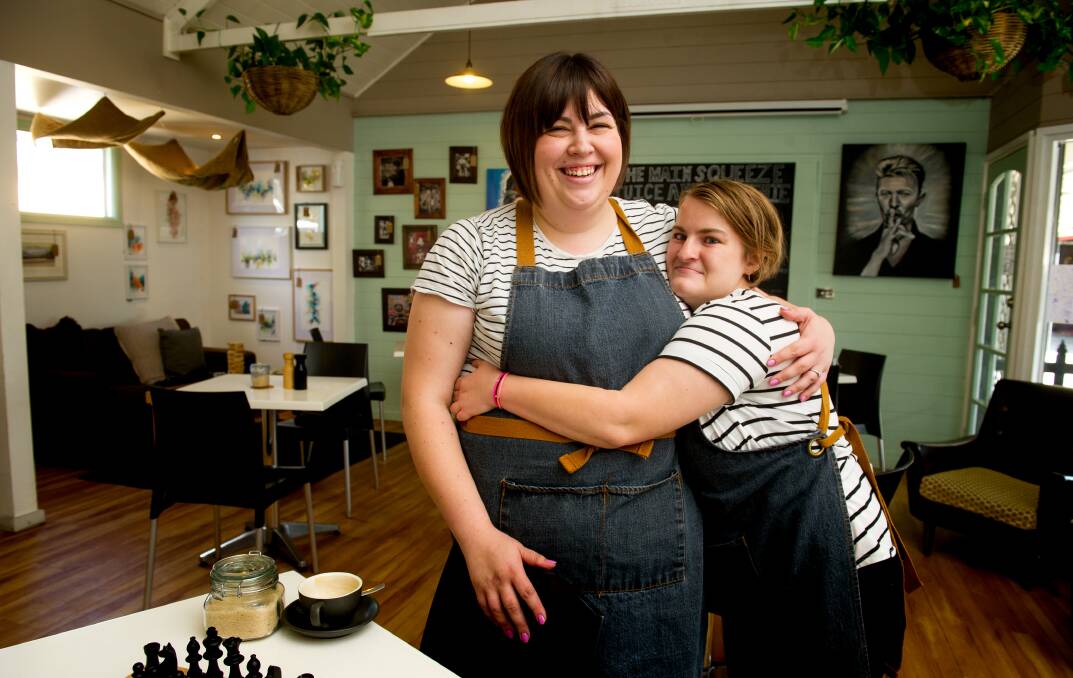 The Big Green Cup Cafe owner Sarah Schiliro with employee Edwina Marchant. Photo: Elesa Kurtz