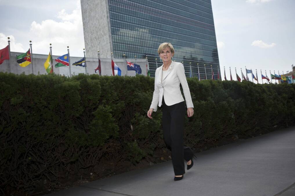 Foreign Affairs Minister Julie Bishop at the UN headquarters in New York. Photo: Trevor Collens