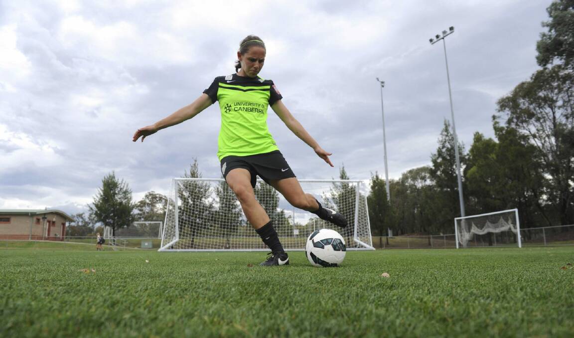 Defender by trade, Canberra United skipper Nicole Begg has been her team's unexpected attacking weapon against Sydney FC this season. Photo: Graham Tidy