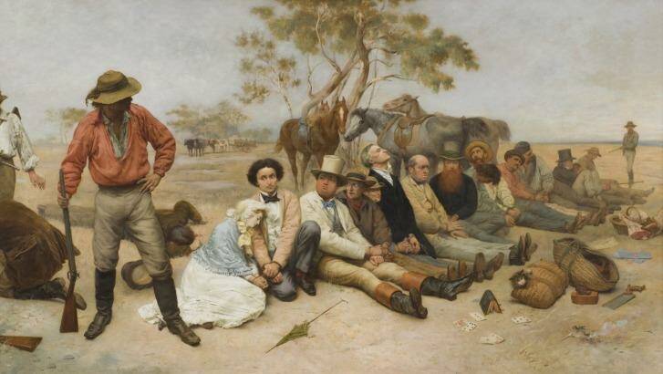 <i>Bushrangers, Victoria, Australia</i>, (detail) 1852 1887, oil on canvas; William Strutt (1825-1915). The University of Melbourne Art Collection, Gift of the Russell and Mab Grimwade Bequest 1973. The Ian Potter Museum of Art, The University of Melbourne Photo: Supplied