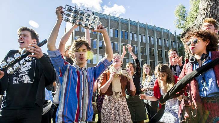 Scenes at the ANU School of Music earlier in the year as Students and the wider-community are protested proposed changes to the school. Photo: Rohan Thomson