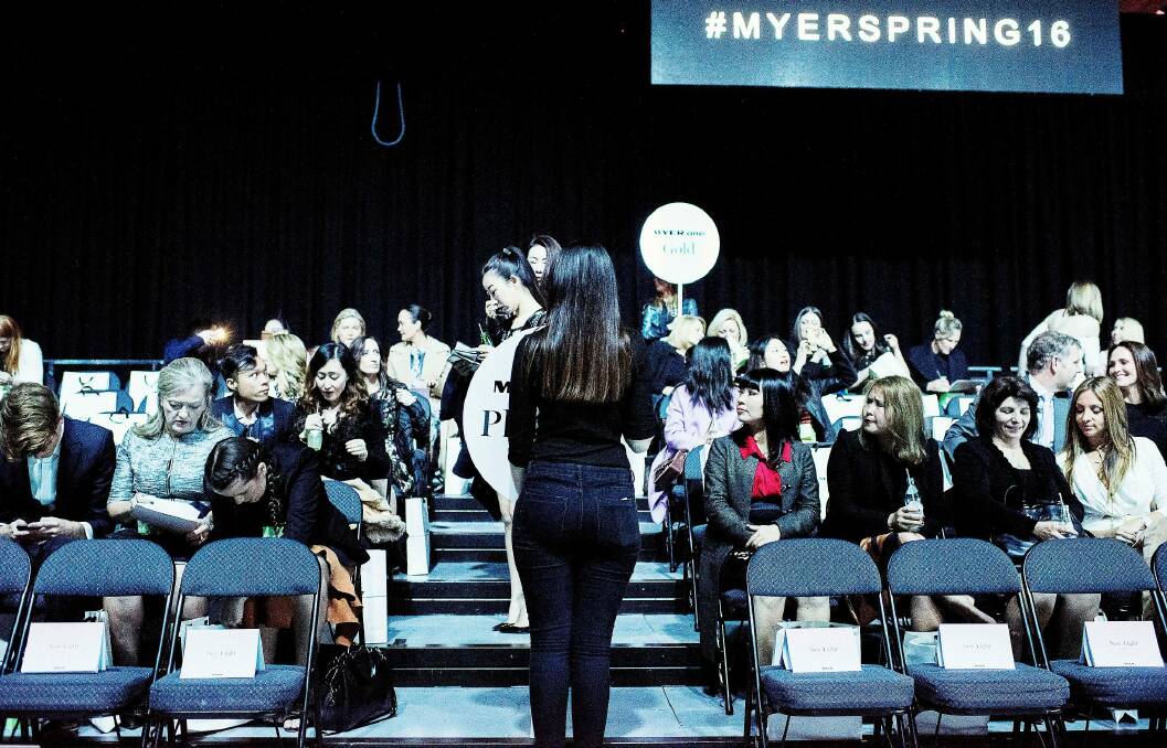"Real" people take their seats for the Myer fashion parade. Photo: Christopher Pearce