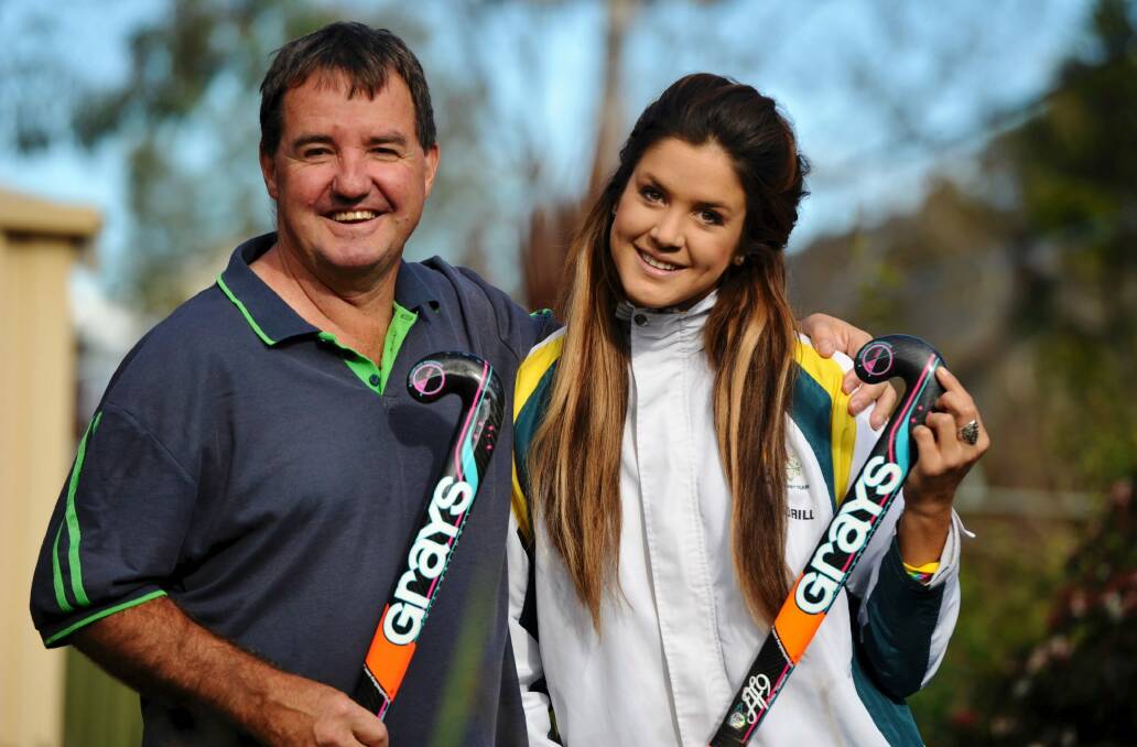 Anna Flanagan with her father Fred. Photo: Graham Tidy