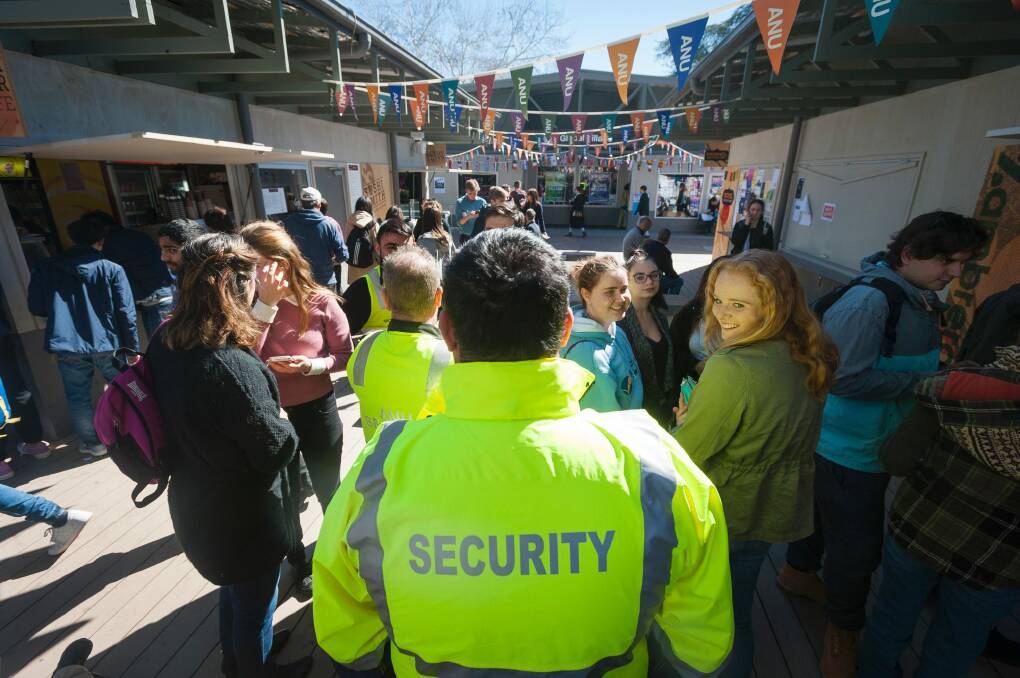 There was a visible security presence at ANU's open day. Photo: Dion Georgopoulos