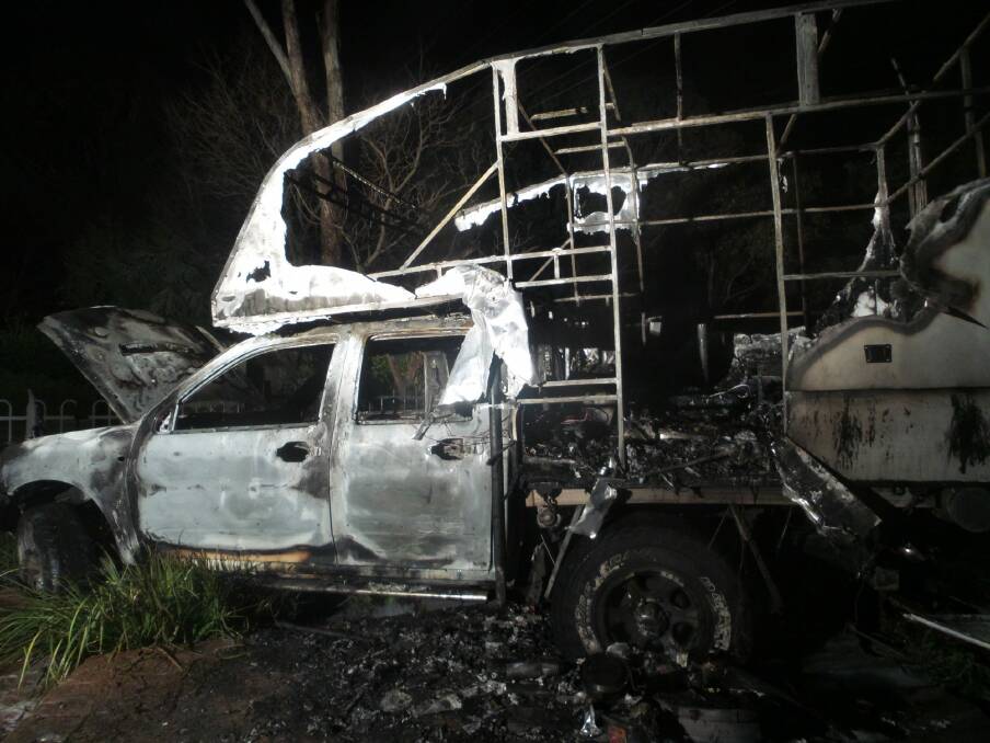 Michael and Narelle Gibson's camper van and ute was stolen and burnt out the night before they were to embark on their trip. Photo: Supplied