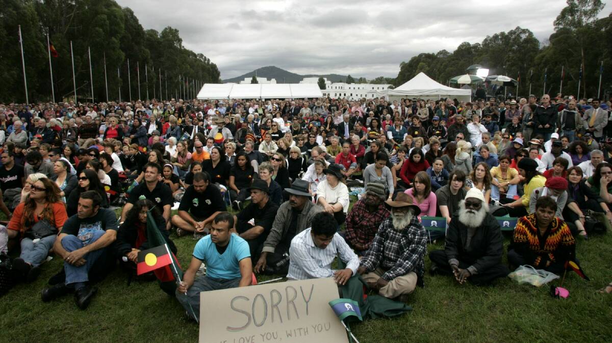 Apology to the Stolen Generation at Parliament House.  Photo: Justin McManus
