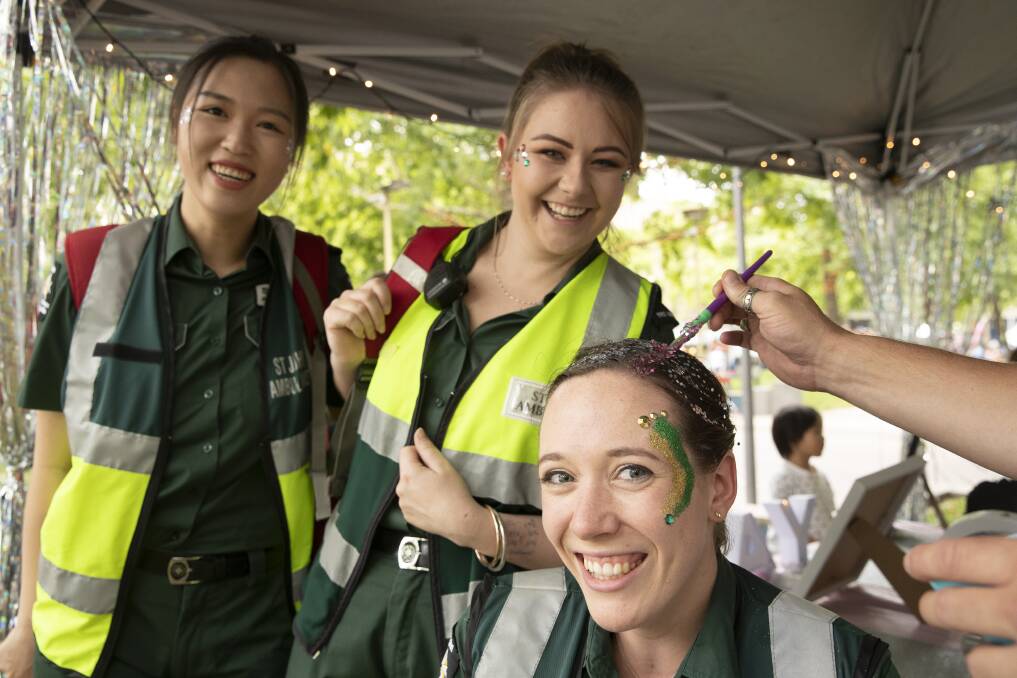 St John's Ambulance volunteer Rachel Featherstone getting into the fun of New Year's Eve celebrations.  Photo: Sitthixay Ditthavong