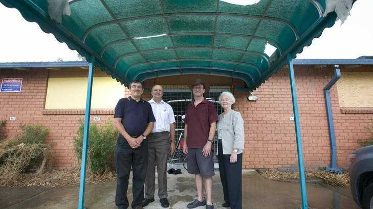 Members of the North Canberra Community Council Greg Haughey, Geoff Davidson, Mike Hettinger and Marianne Albury-Colless are ramping up their fight against the Raiders move to get rid of the Braddon Club. Photo: Elesa Kurtz