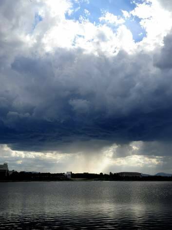 A storm brews over Canberra on Sunday afternoon. Photo: Melissa Adams