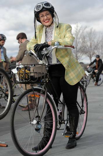 Ride participant, Monica Raven of Page, all dressed up for the occassion. Photo: Graham Tidy