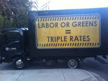 A Canberra Liberals truck being used to spread one of their campaign messages.