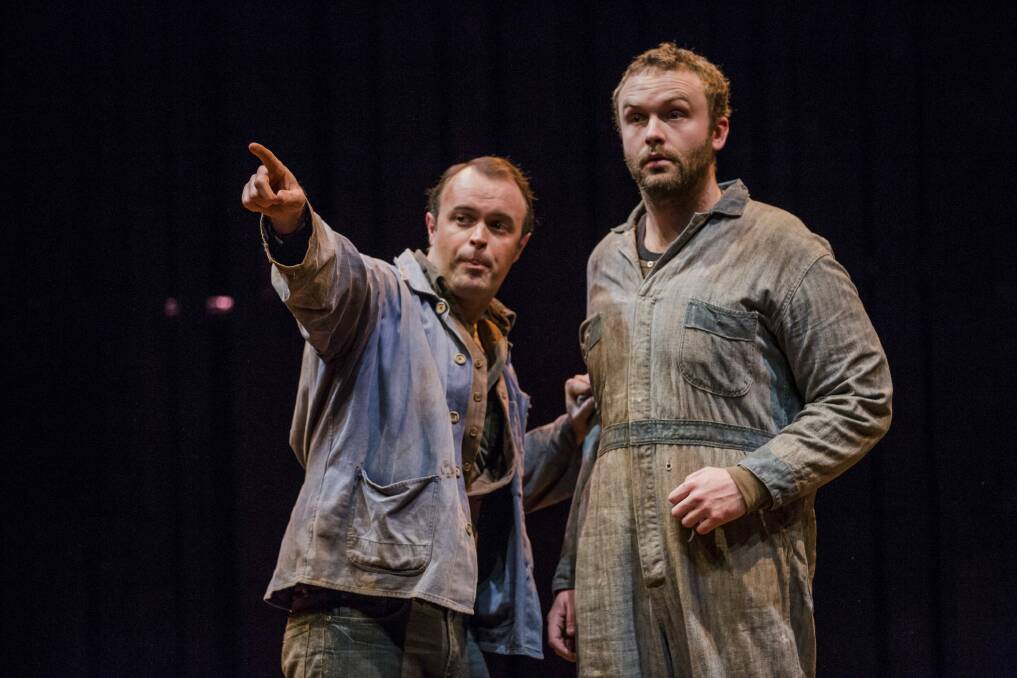 Of Mice and  Men by John Steinbeck, at the Canberra Theatre Centre. from left, Anthony Gooley as George, and Andrew Henry as Lennie. Photo: Jamila Toderas