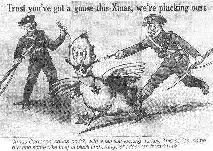 The Kaiser caricatured as a Christmas goose in a World War I cartoon.