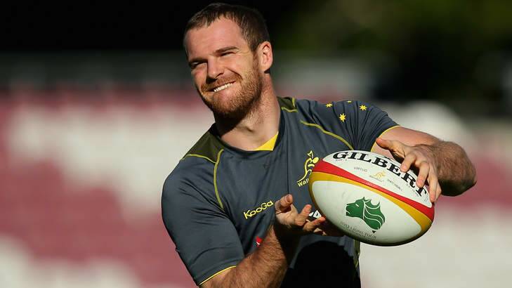 Pat McCabe passes during an Australian Wallabies training session at Ballymore Stadium. Photo: Getty Images