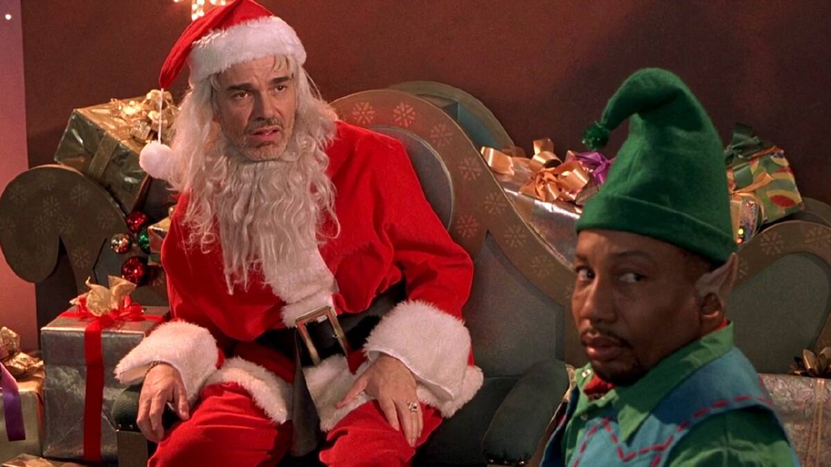 Billy Bob Thornton, left, and Tony Cox in <i>Bad Santa</i>. Photo: Supplied