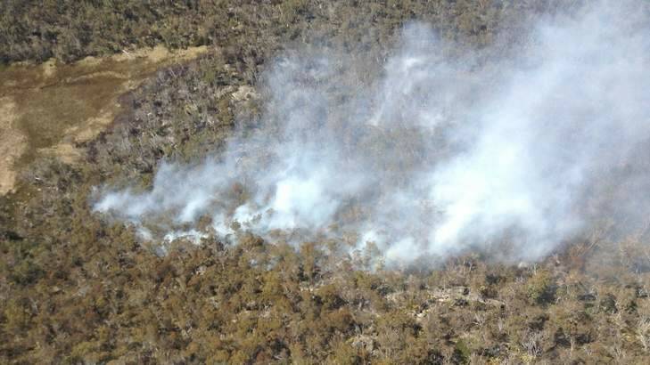 Aerial photos of the bushfire at Mount Namadgi Photo: ESA