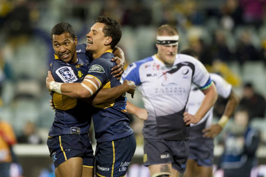 Finals bound: The Brumbies will play in the Super Rugby play-offs next week and early fans will celebrate with free pies and parking. Photo: Jay Cronan