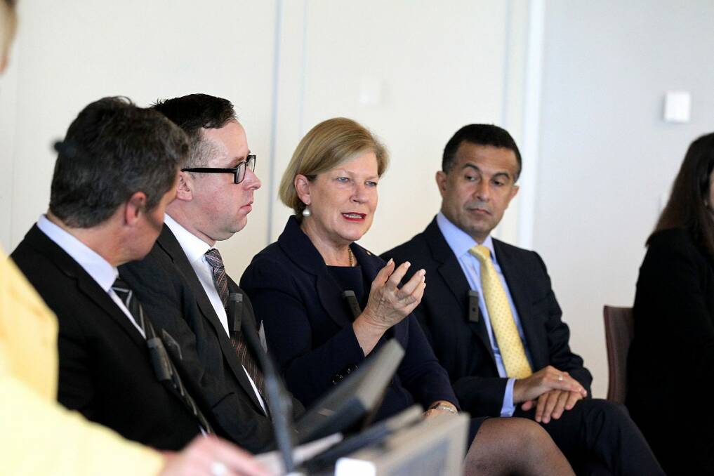 Marriage equality advocate Rodney Croome, Qantas chief executive Alan Joyce, businesswoman Ann Sherry and SBS chief executive Michael Ebeid at a Q&A breakfast in support of same sex marriage. Photo: Ben Rushton